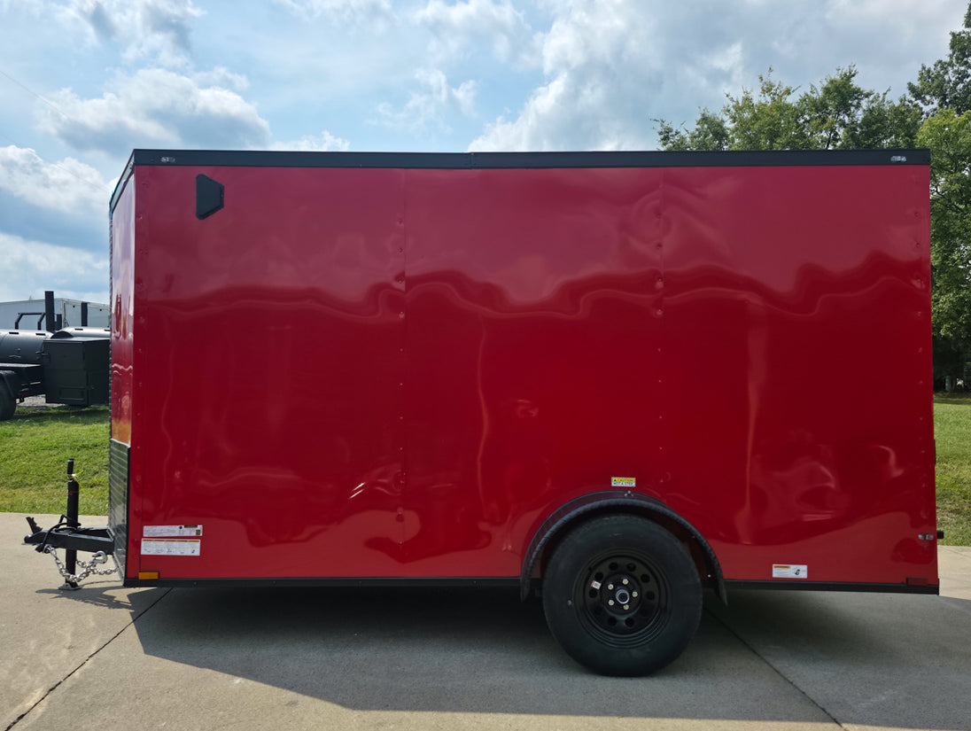 6x12 Enclosed Trailer Red V - Nose Blackout Package 3,500lb Axle Storage - SLE Equipment - 4
