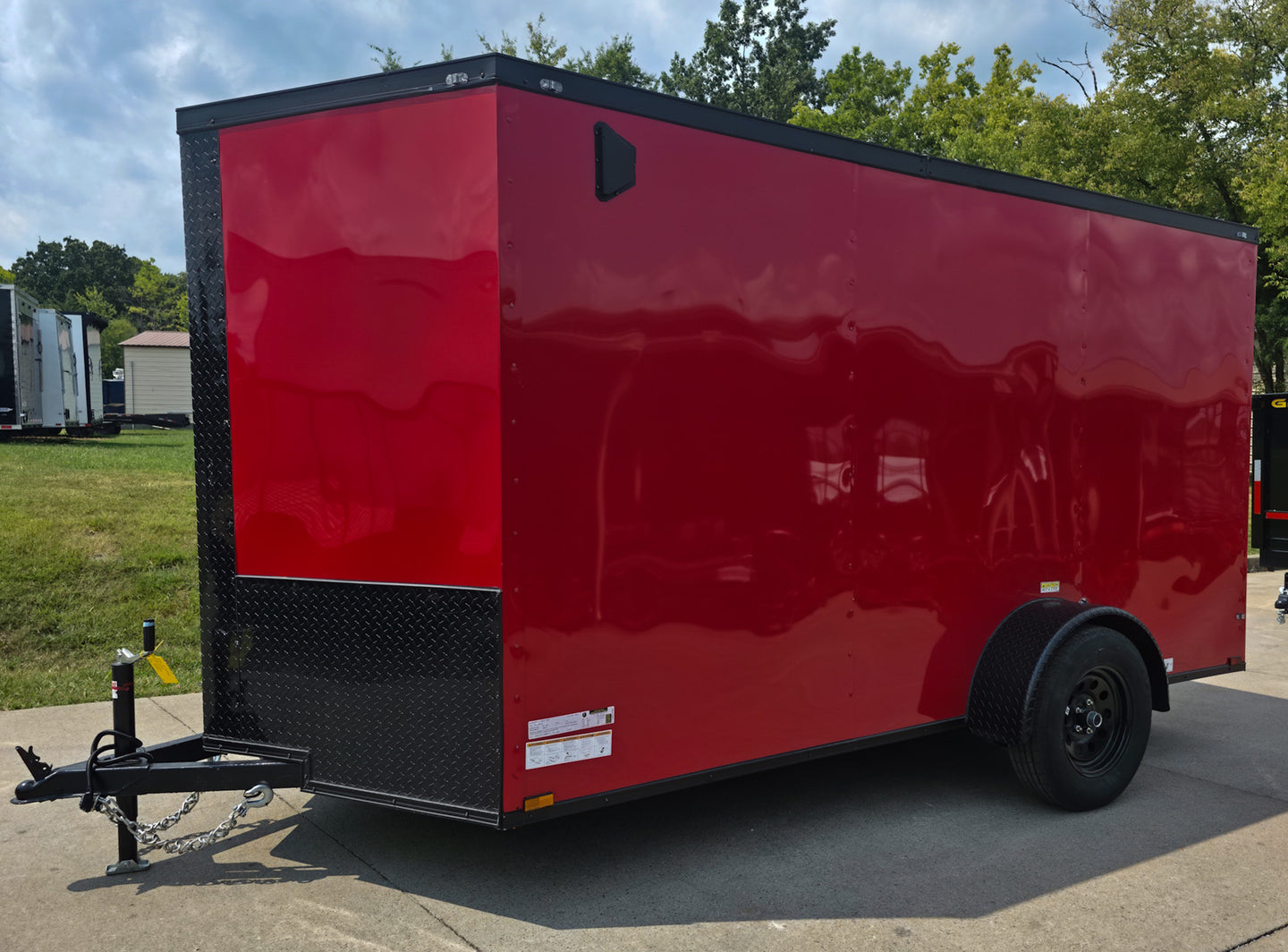 6x12 Enclosed Trailer Red V - Nose Blackout Package 3,500lb Axle Storage - SLE Equipment - 3