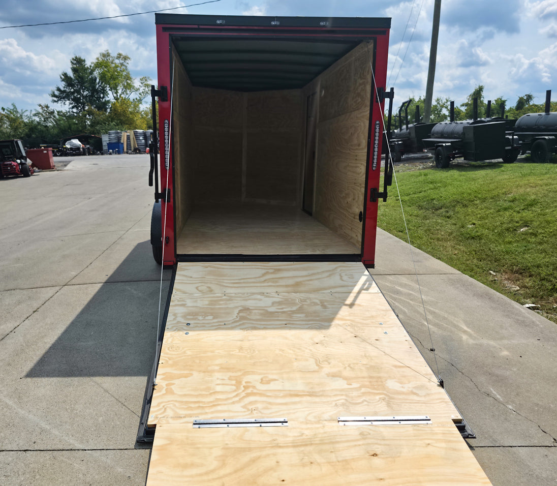 6x12 Enclosed Trailer Red V - Nose Blackout Package 3,500lb Axle Storage - SLE Equipment - 13