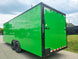 8.5x24 V Nose Neon Green Enclosed Trailer (2) 5200 LB Axles With Brakes 7 Ft Interior Height With Black Out Package Left Rear