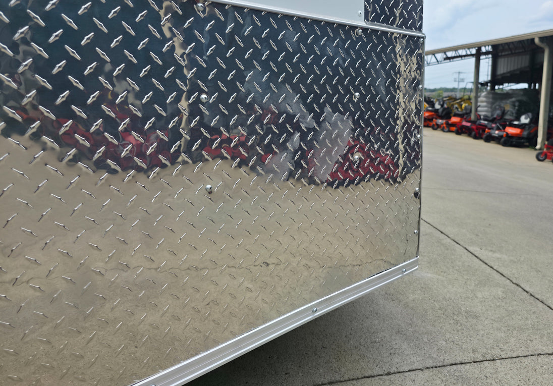 8.5x18 White Enclosed Hybrid with Rear Roof (2) 5200LB Axles ATP 