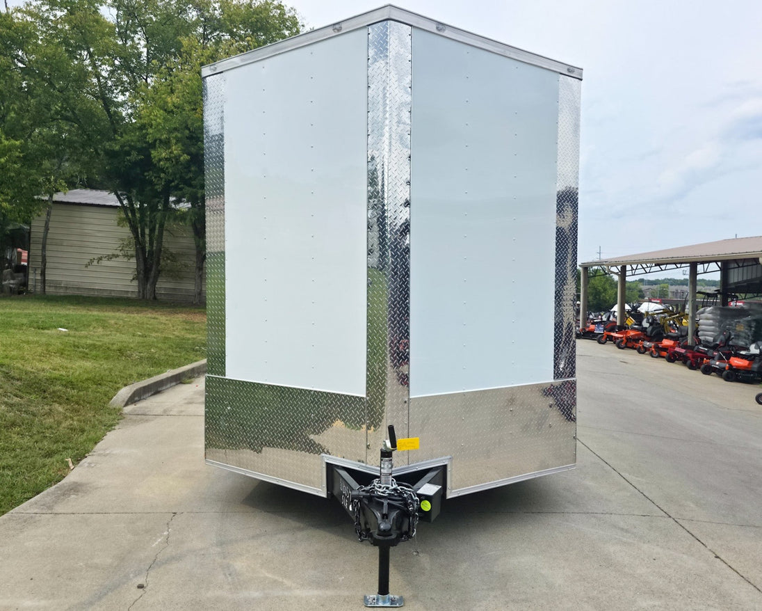 8.5x18 White Enclosed Hybrid with Rear Roof (2) 5200LB Axles Front Front