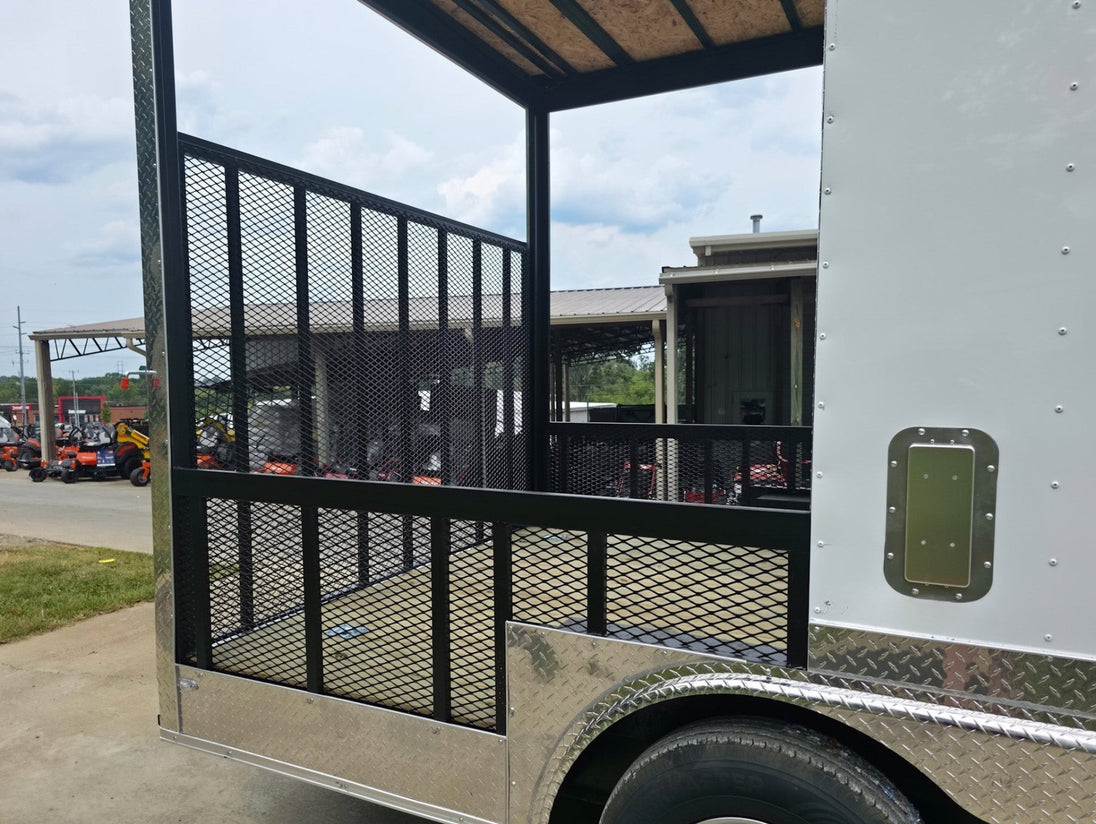 8.5x18 White Enclosed Hybrid with Rear Roof (2) 5200LB Axles Utility Deck