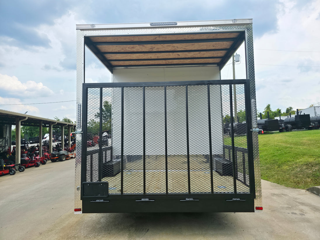 8.5x18 White Enclosed Hybrid with Rear Roof (2) 5200LB Axles Rear