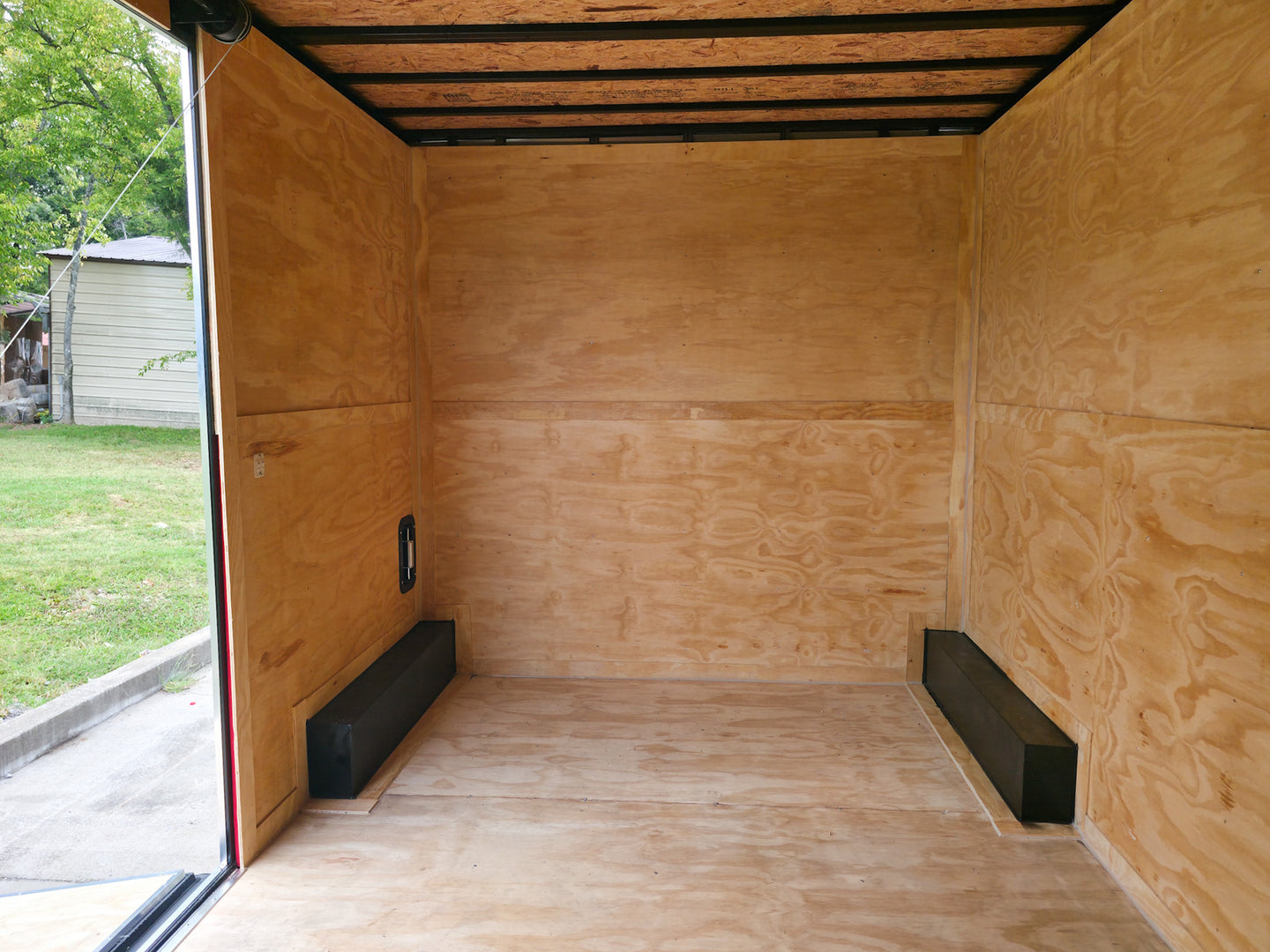 8.5x18 White Enclosed Hybrid with Rear Roof (2) 5200LB Axles Inside Rear 