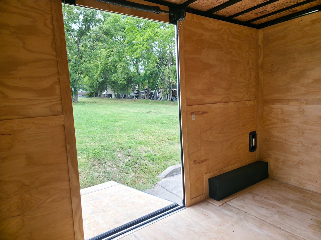 8.5x18 White Enclosed Hybrid with Rear Roof (2) 5200LB Axles Inside Side Ramp