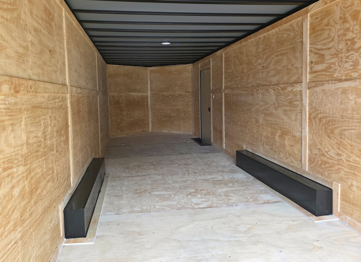 8.5x24 V Nose Neon Green Enclosed Trailer (2) 5200 LB Axles With Brakes 7 Ft Interior Height With Black Out Package Inside Front 