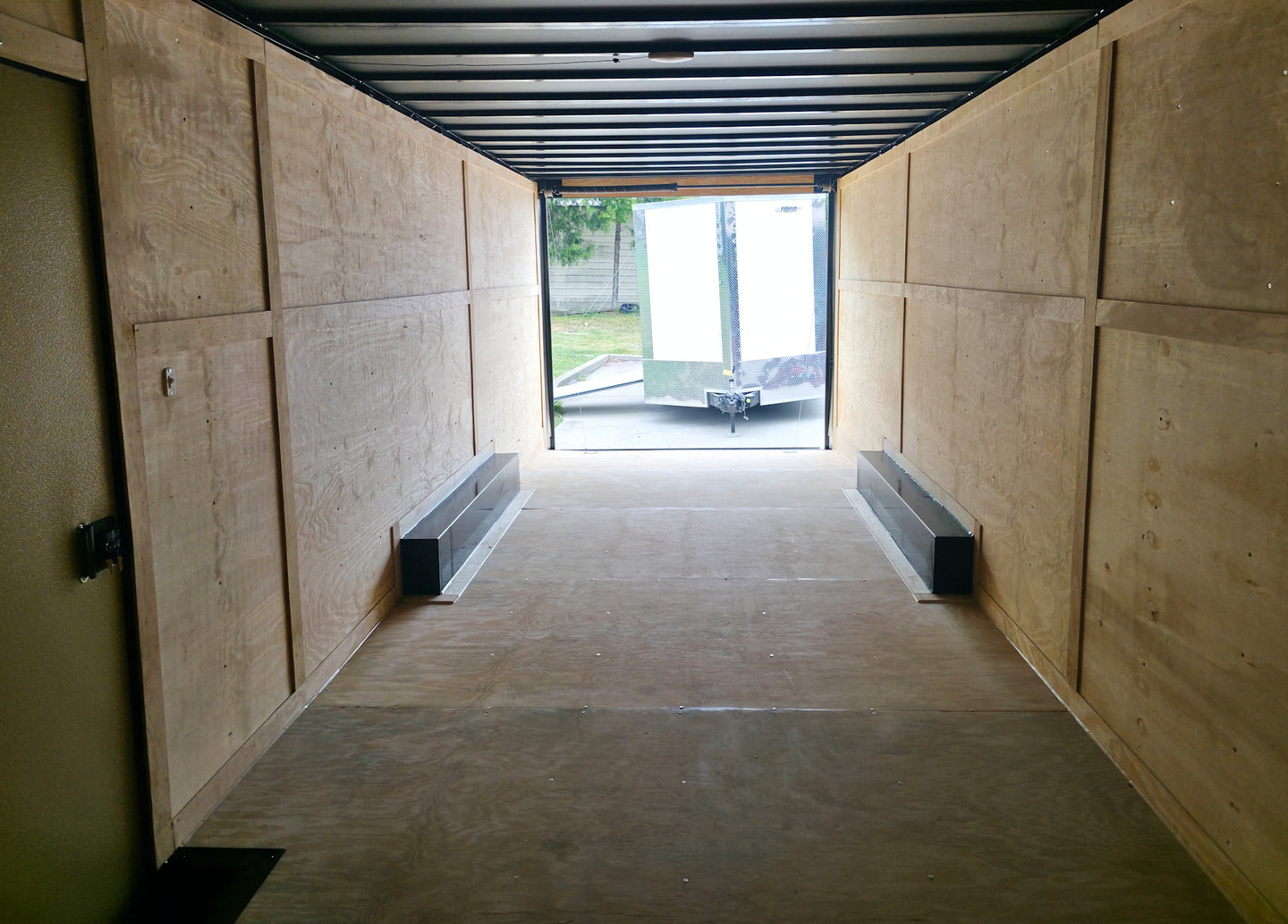 8.5x24 V Nose Neon Green Enclosed Trailer (2) 5200 LB Axles With Brakes 7 Ft Interior Height With Black Out Package Inside Rear