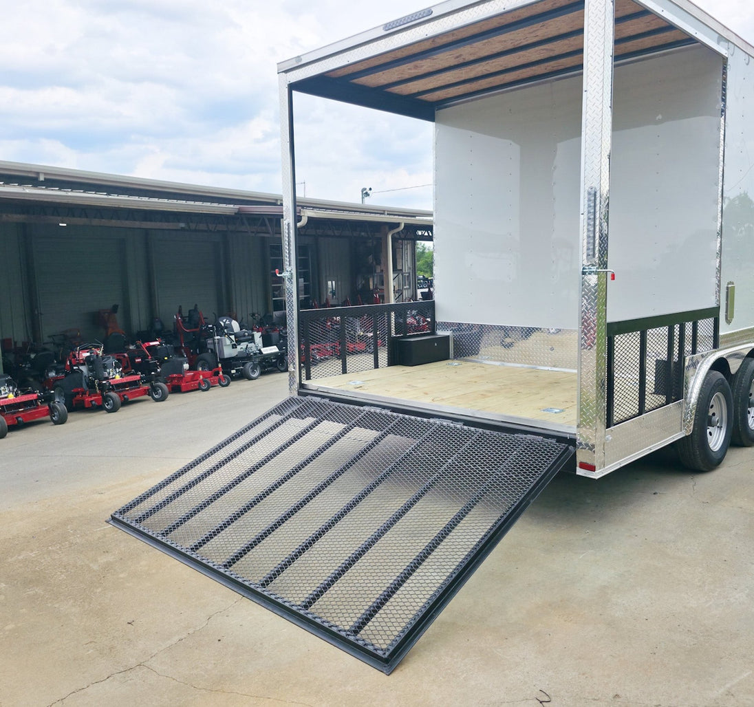 8.5x18 White Enclosed Hybrid with Rear Roof (2) 5200LB Axles Right Rear