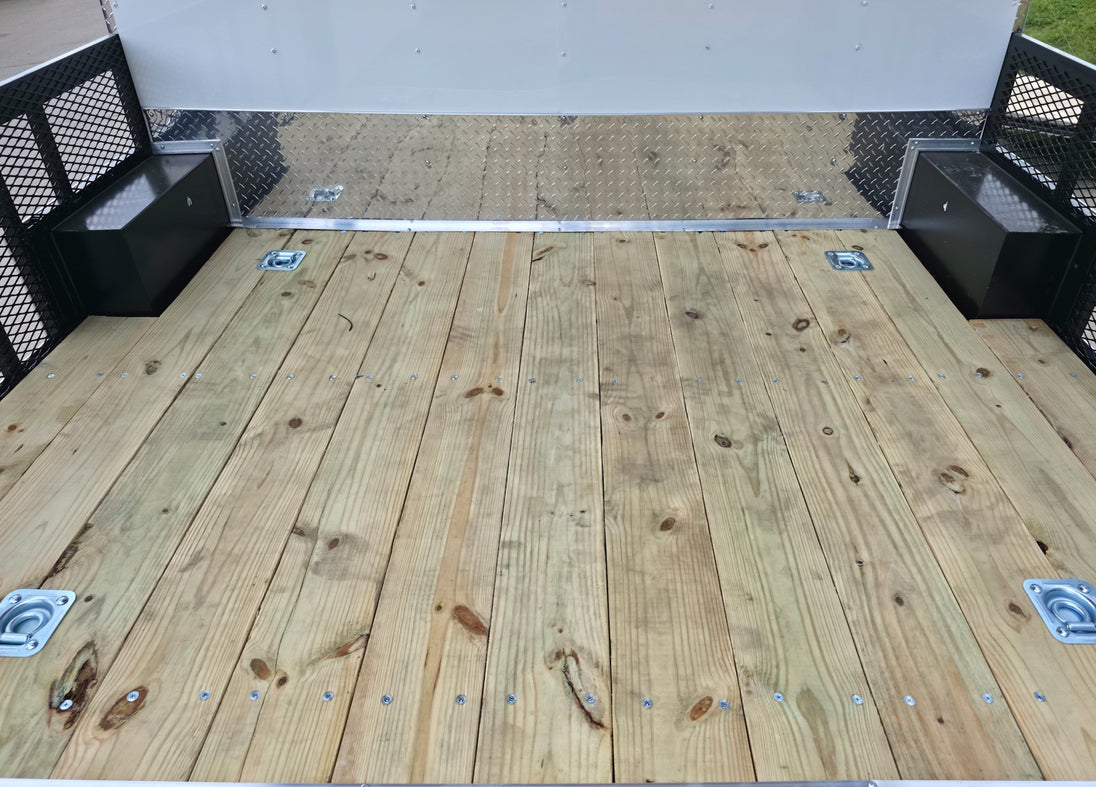 8.5x18 White Enclosed Hybrid with Rear Roof (2) 5200LB Axles Utility D-Rings 