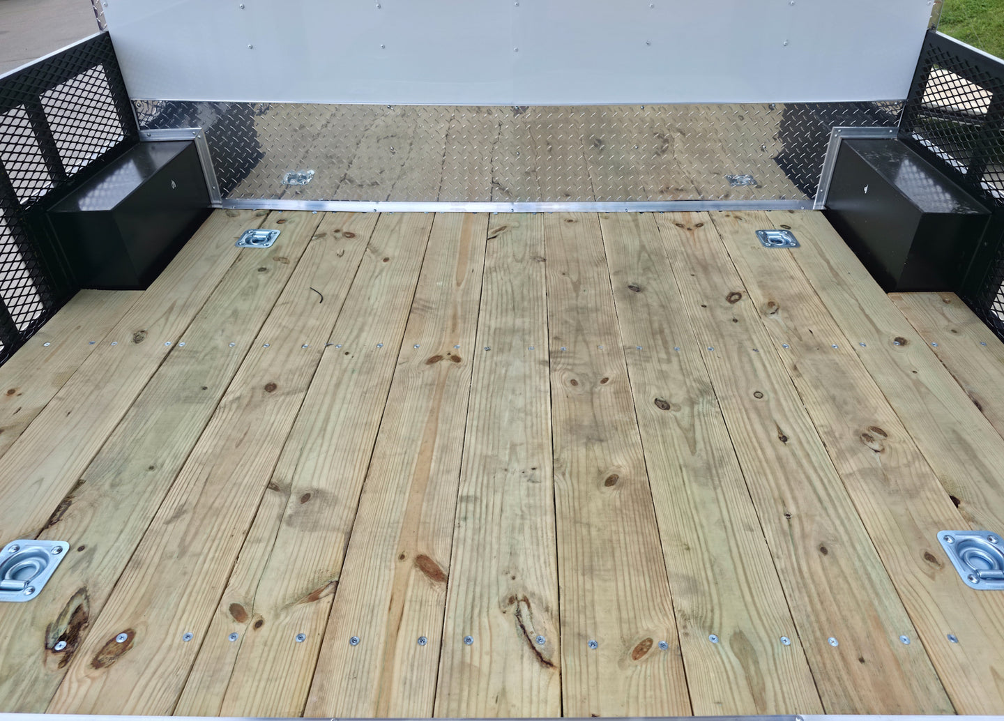 8.5x18 White Enclosed Hybrid with Rear Roof (2) 5200LB Axles Utility D-Rings 