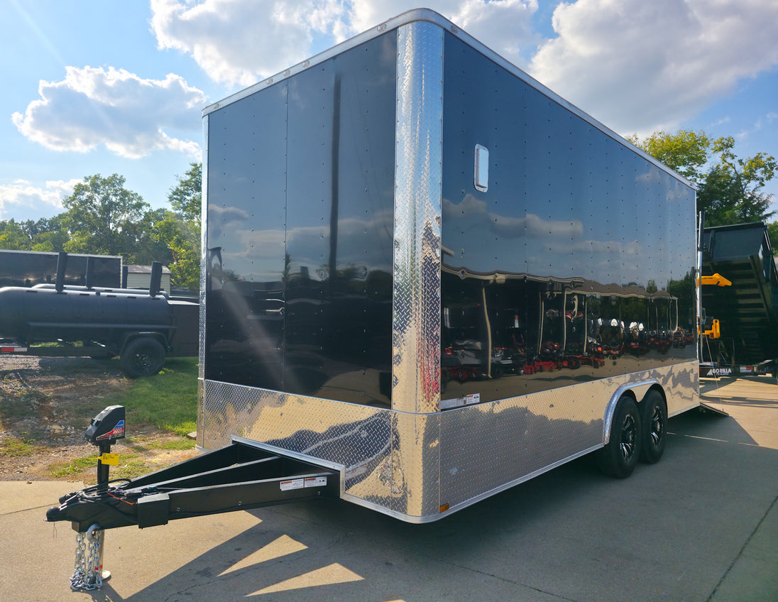 8.5x20 Enclosed Flat Nose with 9' Interior Height (2) 7,000LB Axles Front Left Side