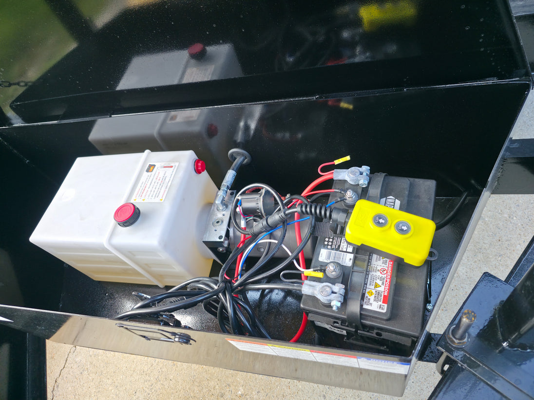 7x16x3 Gorilla Telescopic Dump Trailer 14k GVWR with Turf One Debri Loader 21HP V-Twin Control Box