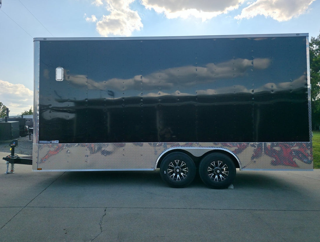 8.5x20 Enclosed Flat Nose with 9' Interior Height (2) 7,000LB Axles Left Side
