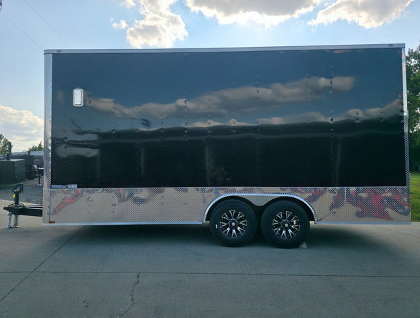 8.5x20 Enclosed Flat Nose with 9' Interior Height (2) 7,000LB Axles Left Side