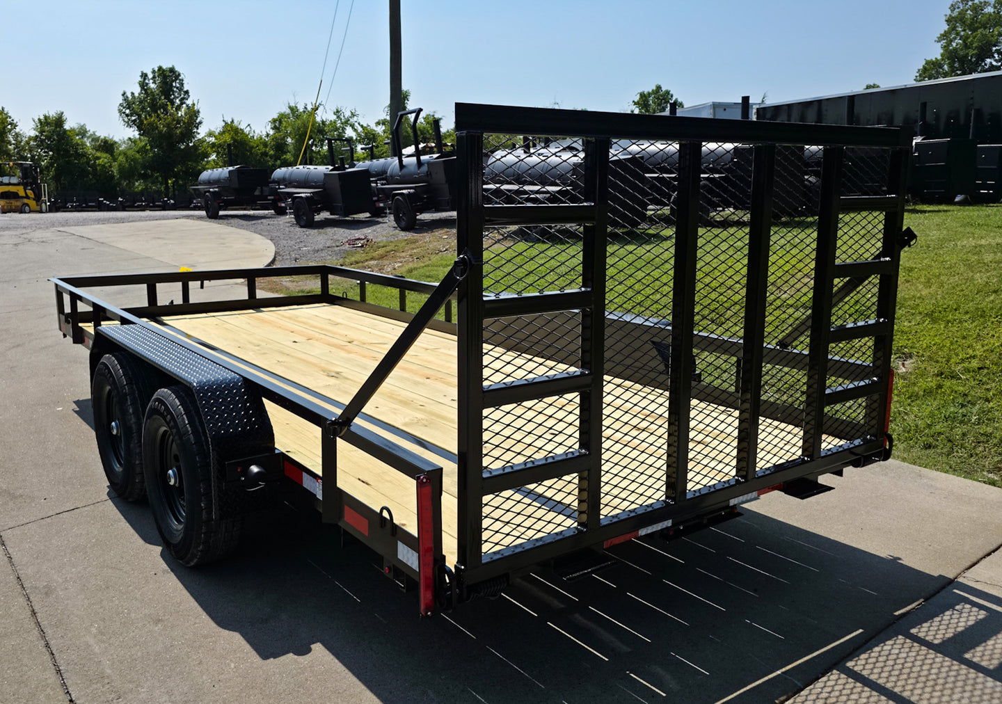 7' X 16' Straight Deck Heavy Duty Utility Trailer (2) 5,200lb Axles Front Left Gate Down Left Rear