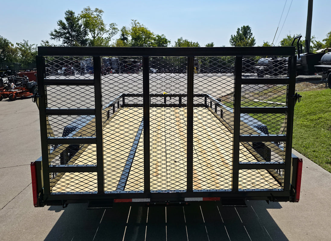 7' X 16' Straight Deck Heavy Duty Utility Trailer (2) 5,200lb Axles Front Left Gate Down Rear
