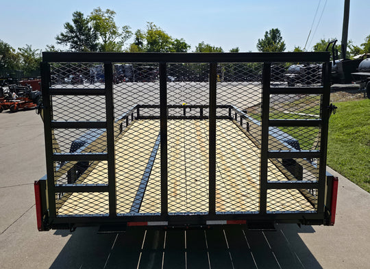 7' X 16' Straight Deck Heavy Duty Utility Trailer (2) 5,200lb Axles Front Left Gate Down Rear