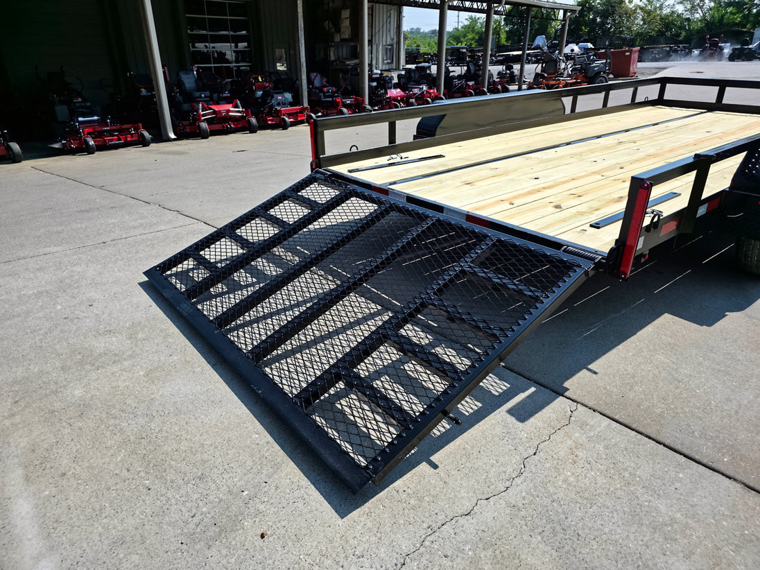 7' X 16' Straight Deck Heavy Duty Utility Trailer (2) 5,200lb Axles Left Rear Gate Down