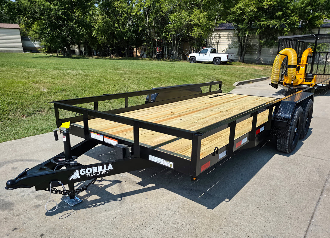 7' X 16' Straight Deck Heavy Duty Utility Trailer (2) 5,200lb Axles Front Left Gate Down