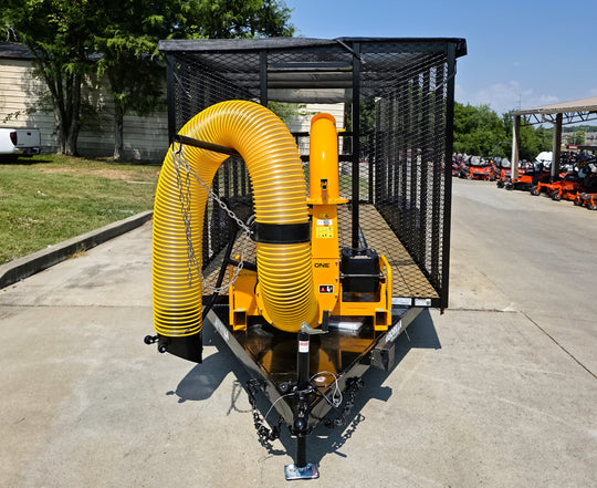 6.4x18 Debris Leaf Junk Trash Removal Cage Trailer with 21HP Loader 7K GVWR Front 