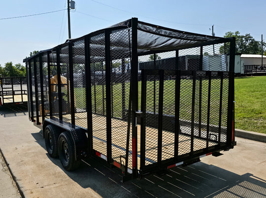 6.4x18 Debris Leaf Junk Trash Removal Cage Trailer with 21HP Loader 7K GVWR Left Rear