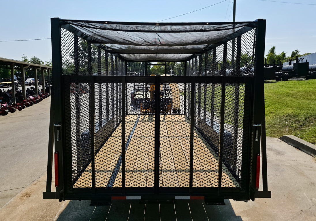 6.4x18 Debris Leaf Junk Trash Removal Cage Trailer with 21HP Loader 7K GVWR Rear