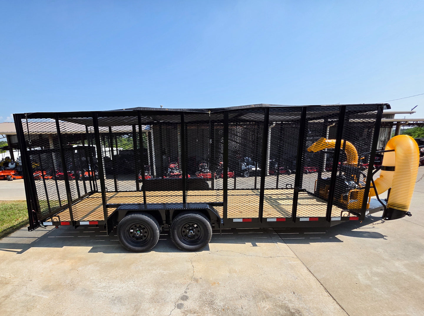 6.4x18 Debris Leaf Junk Trash Removal Cage Trailer with 21HP Loader 7K GVWR Left Side
