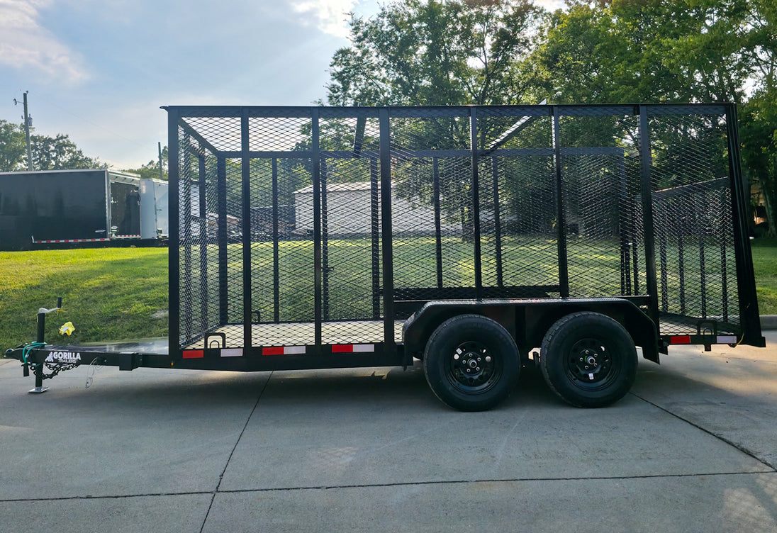 6.4' x 14' Leaf Cage Debris Loader Utility Trailer (2) 3500 Axles - SLE Equipment - 3
