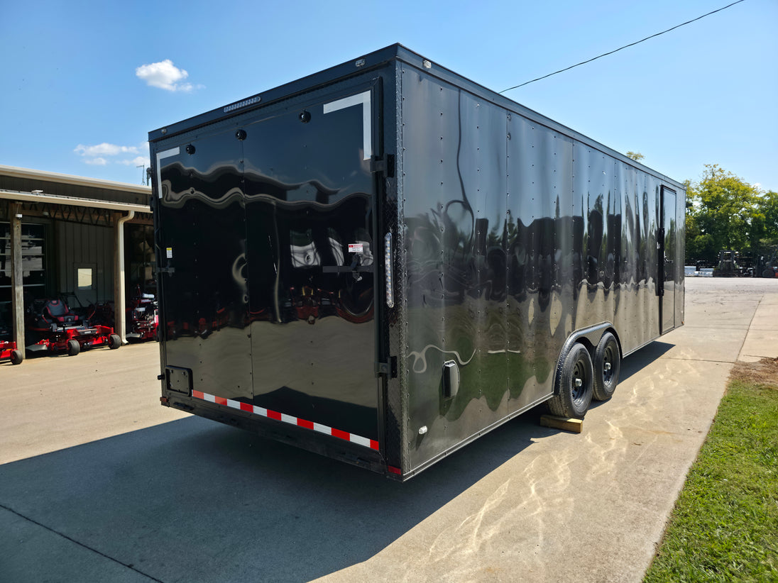 8.5 X 24 Black V - Nose Enclosed Trailer Blackout Pkg (2) 5,200lb Axles - SLE Equipment - 8