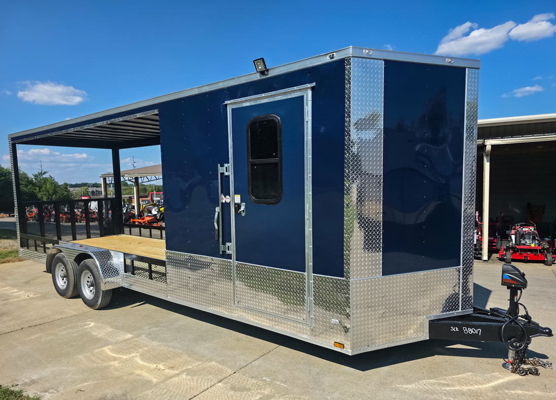 7x24 Indigo Blue Hybrid Enclosed Trailer (2) 5200LB  Axles Front Right