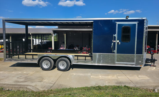 7x24 Indigo Blue Hybrid Enclosed Trailer (2) 5200LB  Axles Right Side