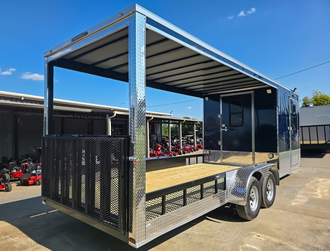 7x24 Indigo Blue Hybrid Enclosed Trailer (2) 5200LB  Axles Rear Right