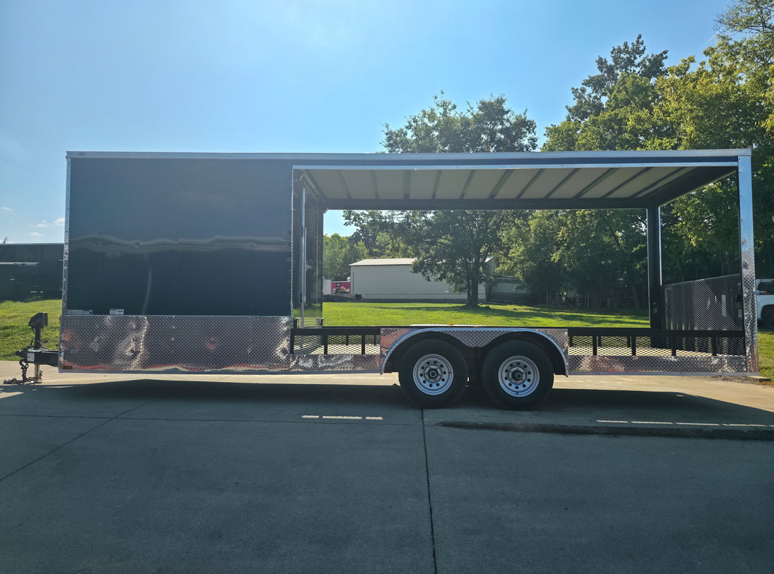 7x24 Indigo Blue Hybrid Enclosed Trailer (2) 5200LB  Axles Left Side