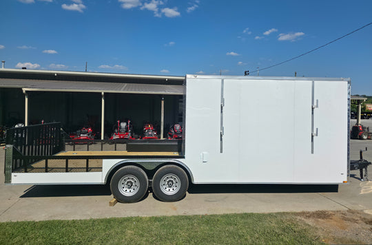 8.5x24 White Enclosed Hybrid with Side Ladder Racks (2) 7,000lb Axles 14K GVWR - SLE Equipment - 1