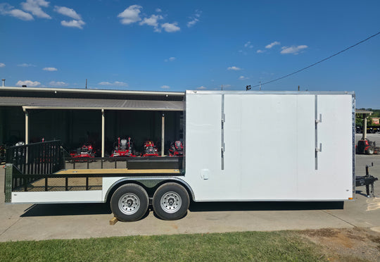 8.5x24 White Enclosed Hybrid with Side Ladder Racks (2) 7,000lb Axles Right Side
