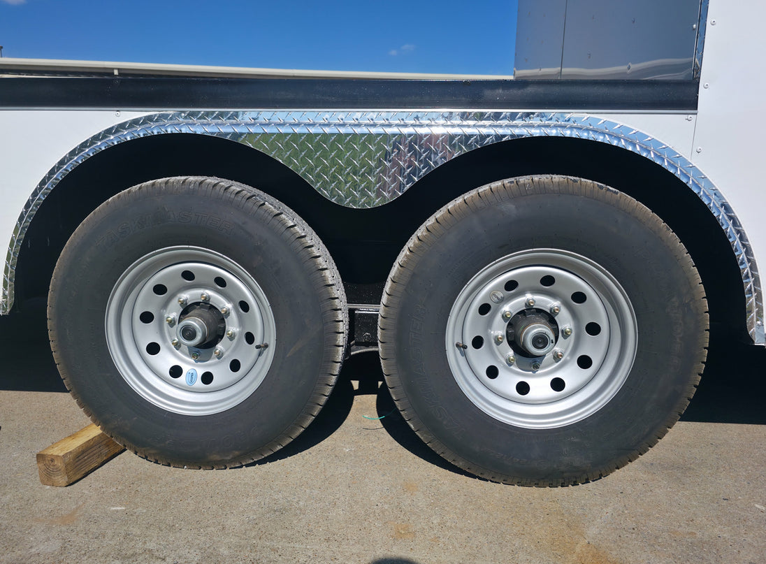 8.5x24 White Enclosed Hybrid with Side Ladder Racks (2) 7,000lb Axles Tires