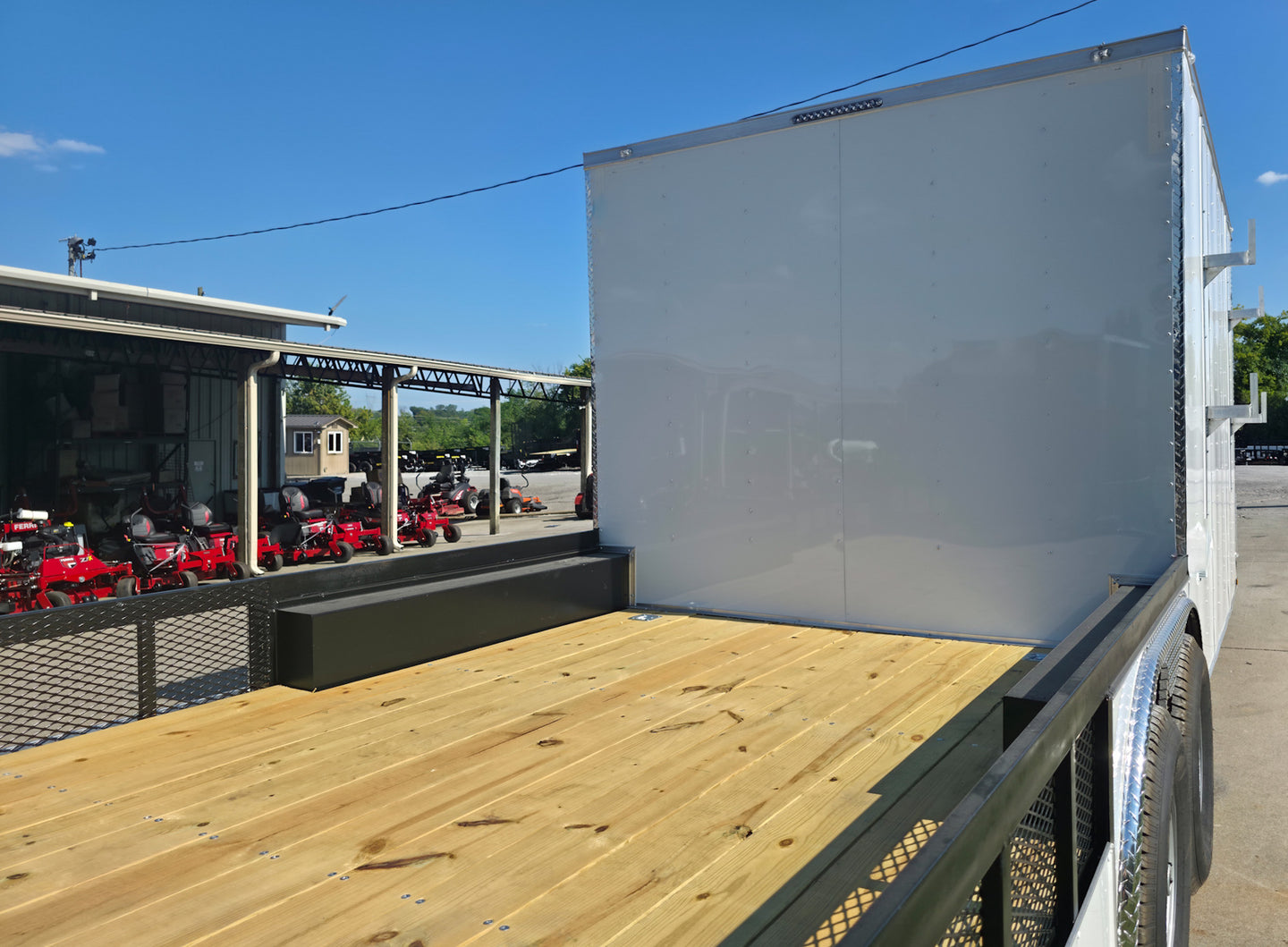 8.5x24 White Enclosed Hybrid with Side Ladder Racks (2) 7,000lb Axles Rear