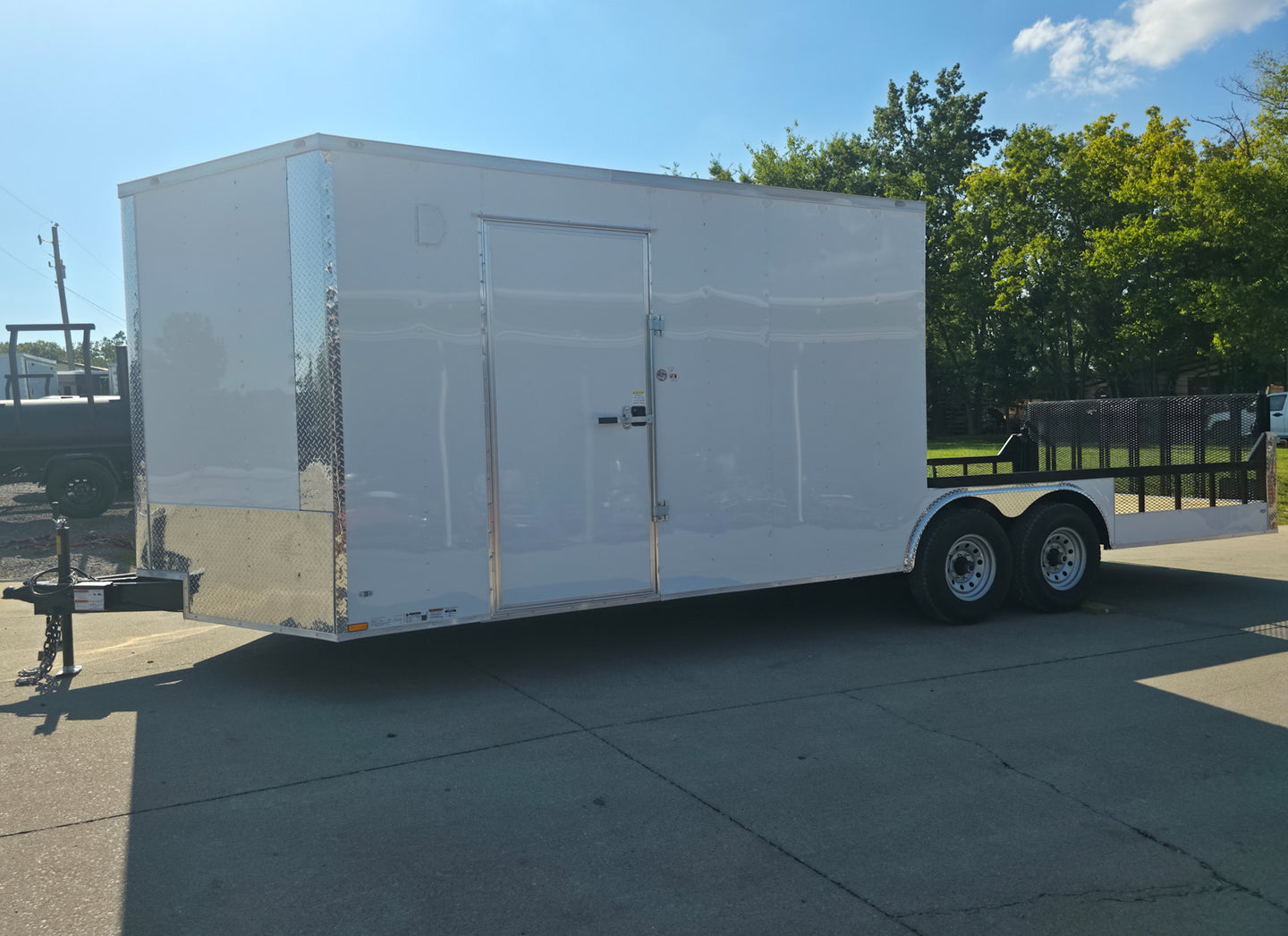 8.5x24 White Enclosed Hybrid with Side Ladder Racks (2) 7,000lb Axles Front Left 