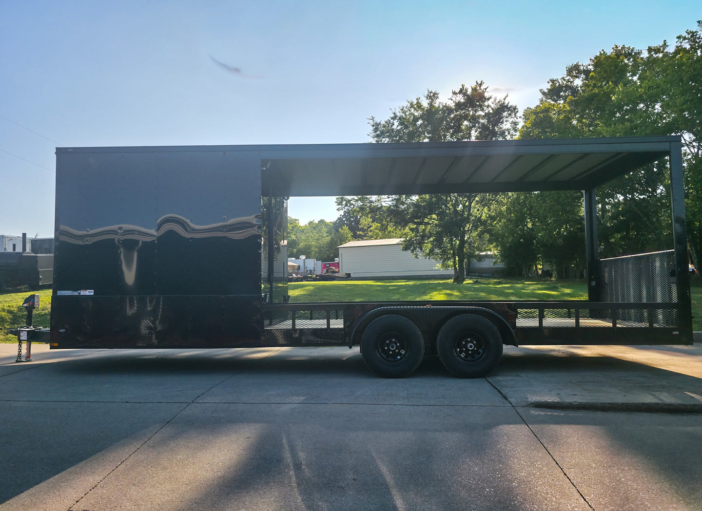 7x24 Black Hybrid Enclosed Trailer Aluminum Trim (2) 5200lb Axles Left Side