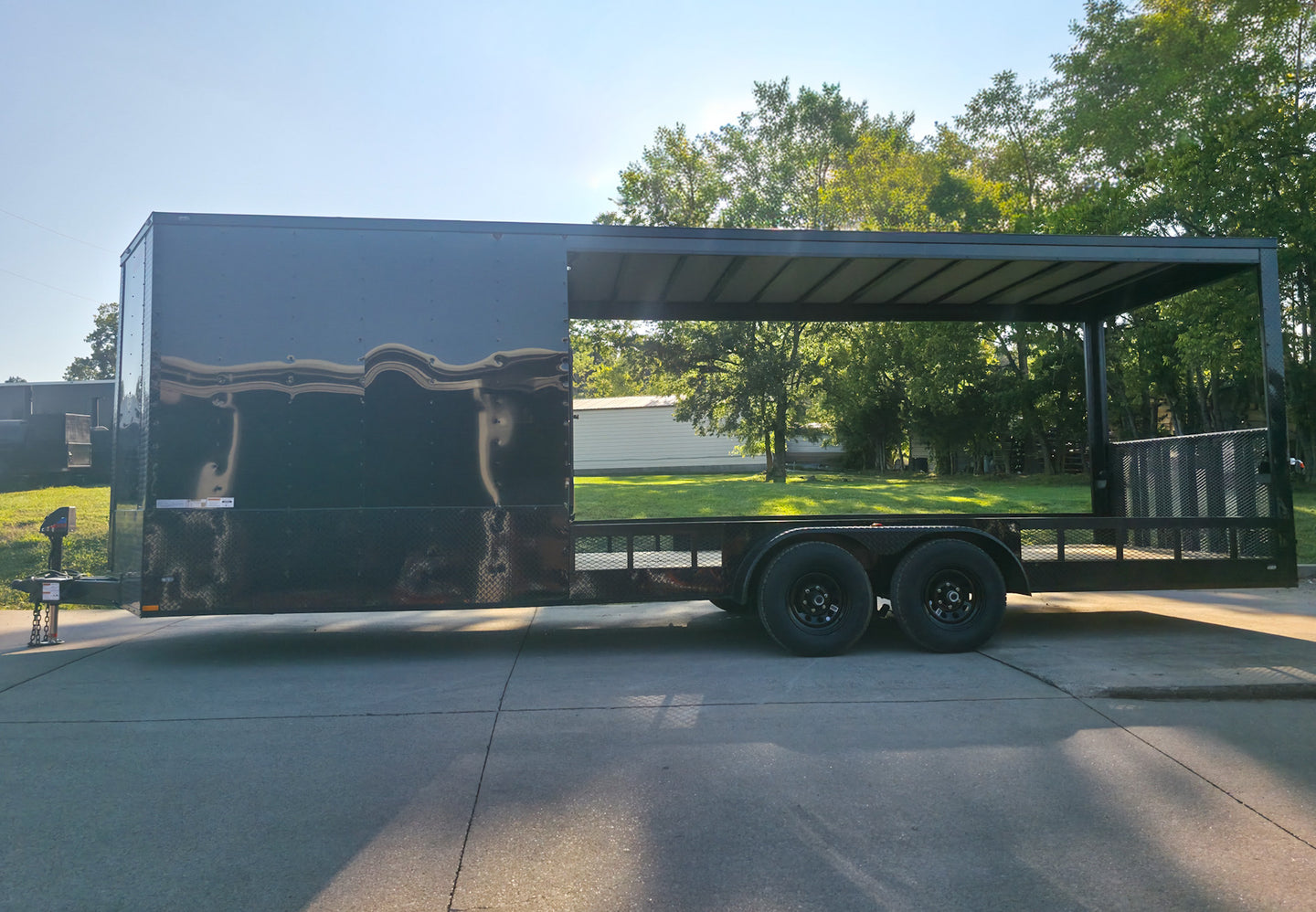 7x24 Black Hybrid Enclosed Trailer Aluminum Trim (2) 5200lb Axles Left Side