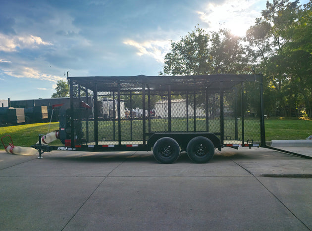 6.4x16 Debris Leaf Junk Trash Removal Trailer with 18HP Debris Loader for Leaf Clean Up Left Side