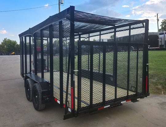 6.4x16 Debris Leaf Junk Trash Removal Trailer with 18HP Debris Loader for Leaf Clean Up Left Rear Gate Closed