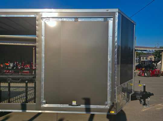 8.5x20 Charcoal Enclosed Hybrid Trailer with Gullwing (2) 3,500lb Axles Gullwing Door