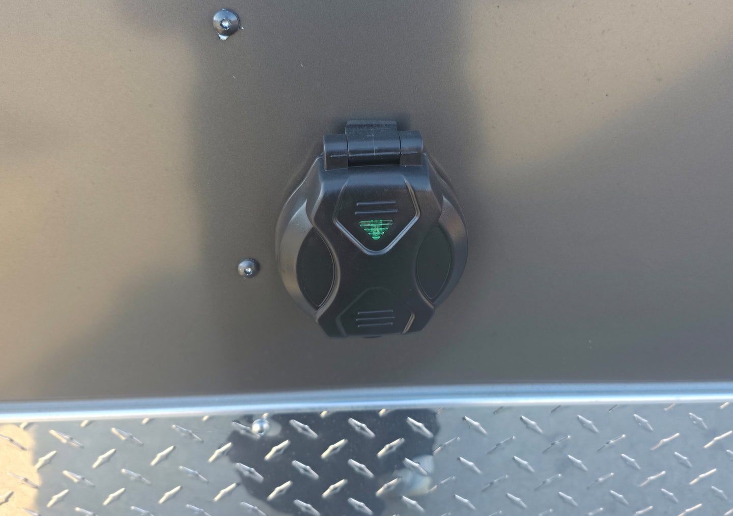 8.5x20 Charcoal Enclosed Hybrid Trailer with Gullwing (2) 3,500lb Axles Front Plug for Electric