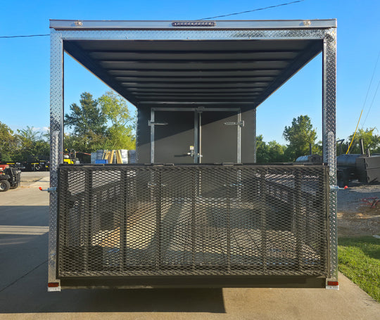 8.5x20 Charcoal Enclosed Hybrid Trailer with Gullwing (2) 3,500lb Axles Rear