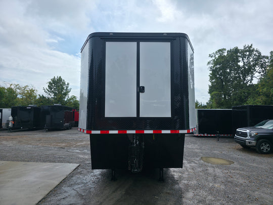 8.5' X 44' Gooseneck Enclosed White With Blackout Event Trailer - SLE Equipment - 2