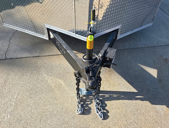 7x18 White Hybrid V Nose Trailer with 1' Mesh Siding (2) 5,200lb Axles Tongue