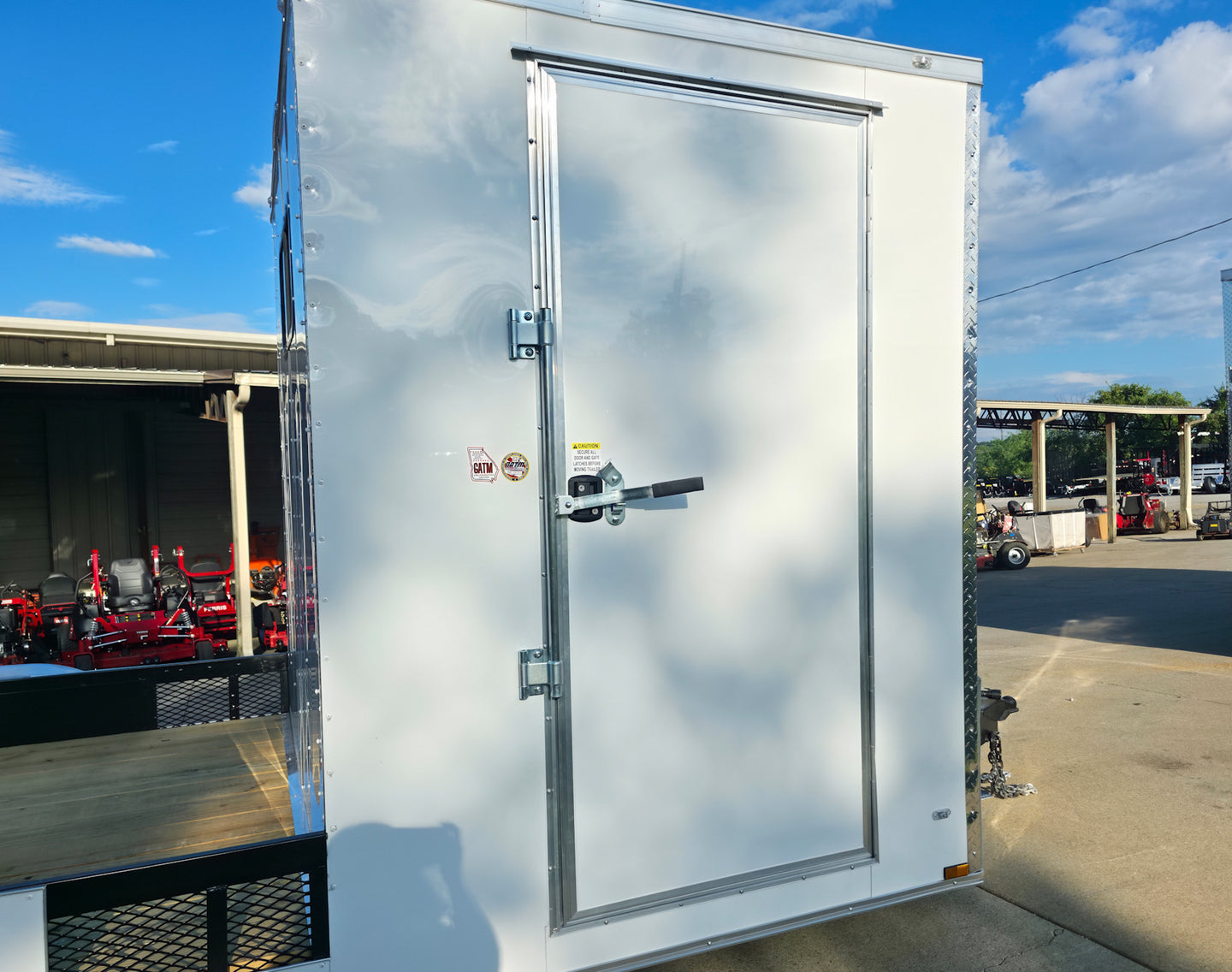 7x18 White Hybrid V Nose Trailer with 1' Mesh Siding (2) 5,200lb Axles Side Door