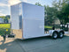 7x18 White Hybrid V Nose Trailer with 1' Mesh Siding (2) 5,200lb Axles Left Front